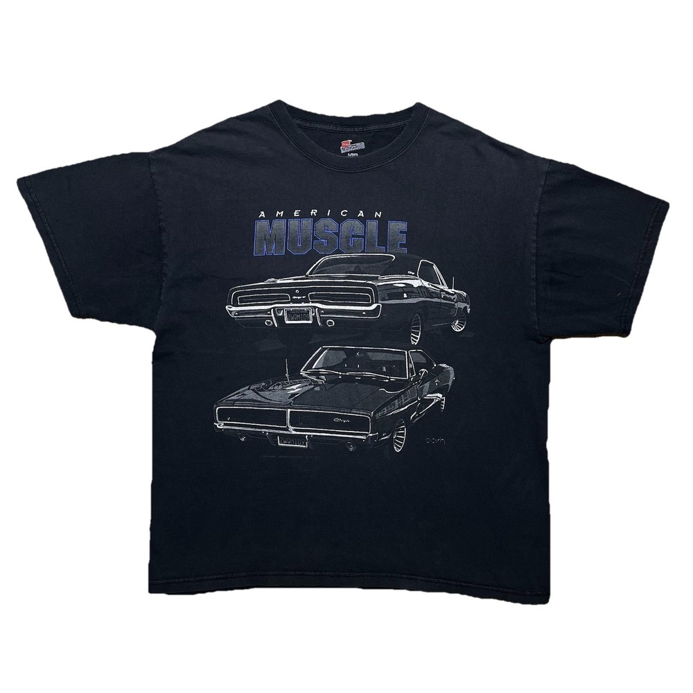 Vintage 90s Dodge Charger T Shirt Mens Large L Black American Muscle Car Graphic
