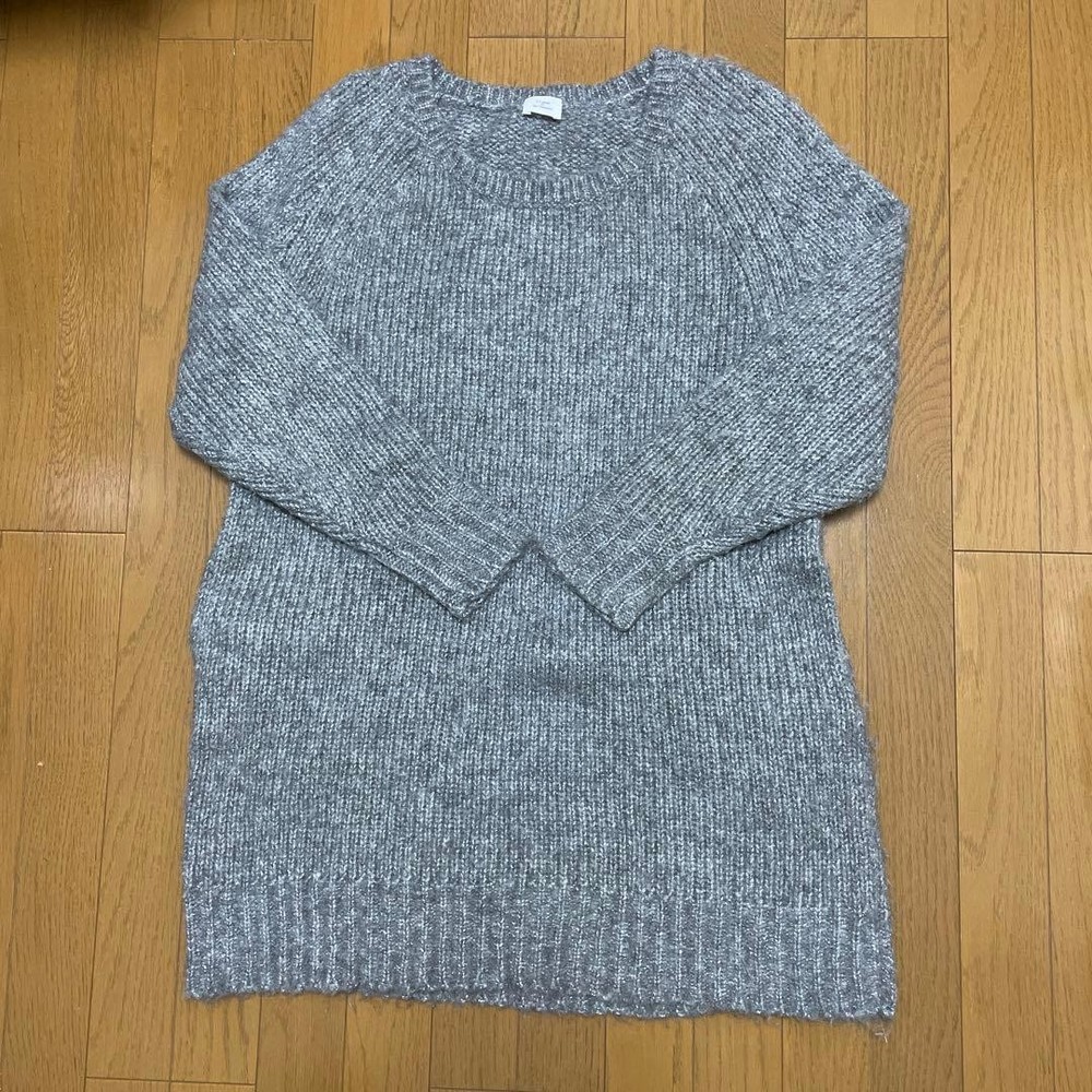 C.T. Plage Women's Long Sleeve Knit Sweater Gray Size M with Pockets