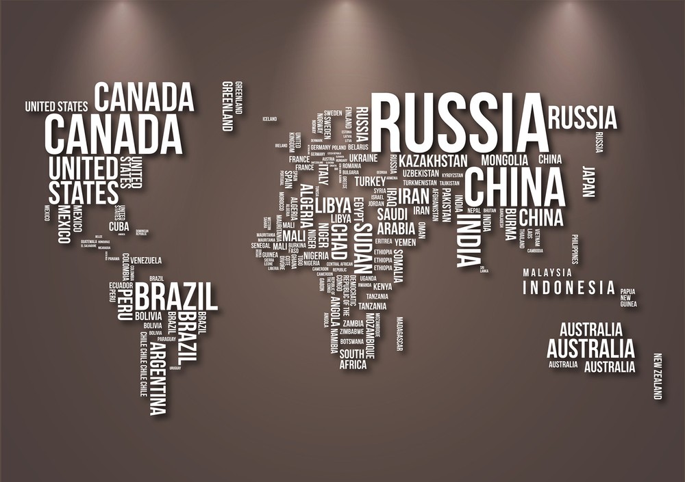 modern world map print countries satin or canvas 28