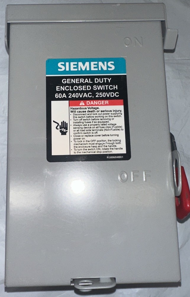 SIEMENS 2P 60A 240V General Duty Safety Switch Outdoor Non-Fusible