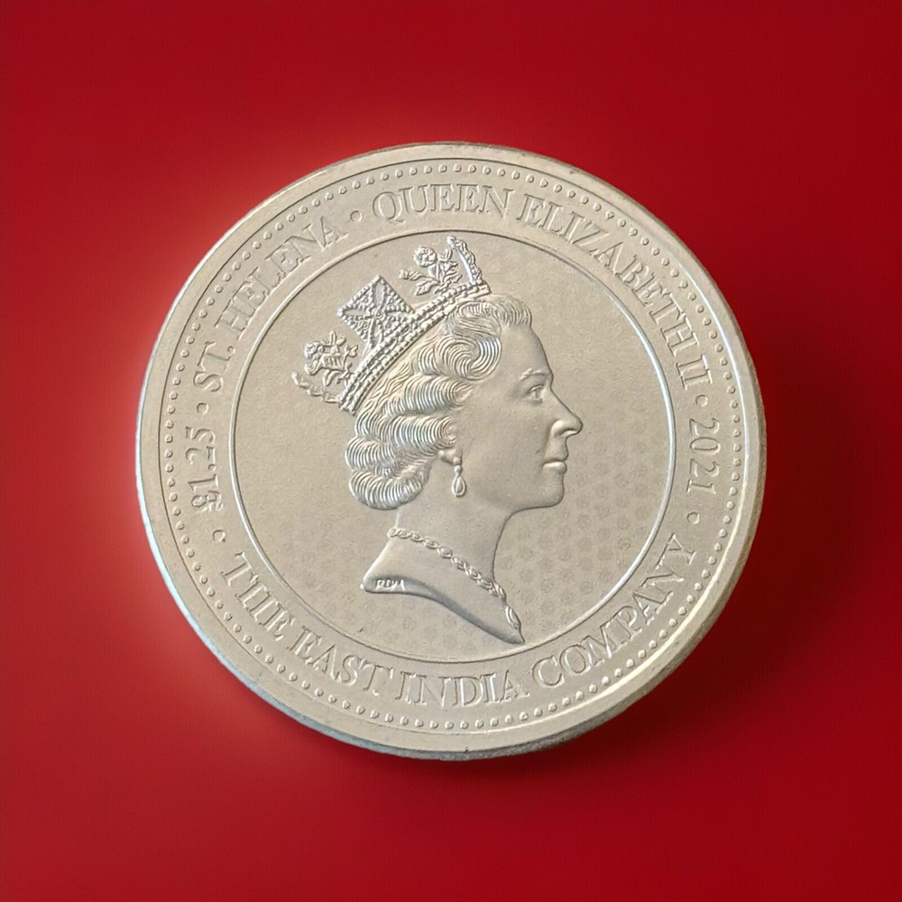 Saint Helena 1.25 pound, Rose Crown Shield Guinea 2021, 1.5 OZ .999 Fine SILVER