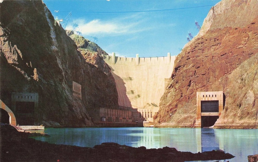 Hoover Dam Seen From River Level - Boulder City Nevada NV Arizona AZ - Postcard