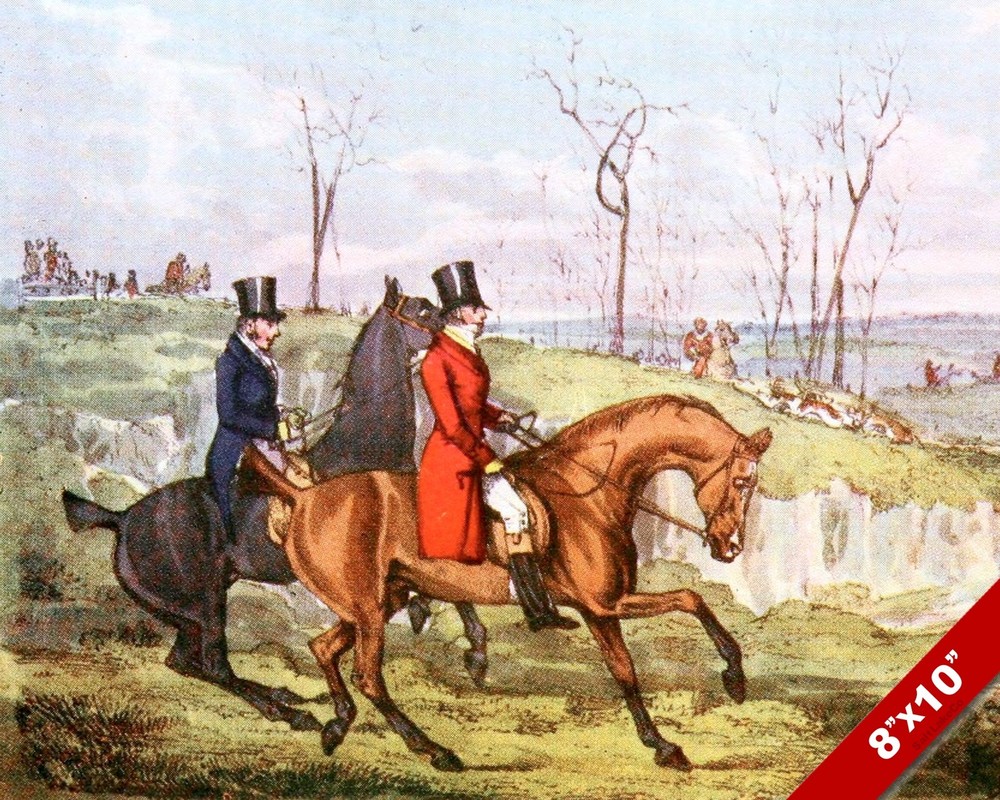ENGLISH RIDERS FOX HUNT HORSE EQUESTRIAN HUNTING ART PAINTING REAL CANVAS PRINT