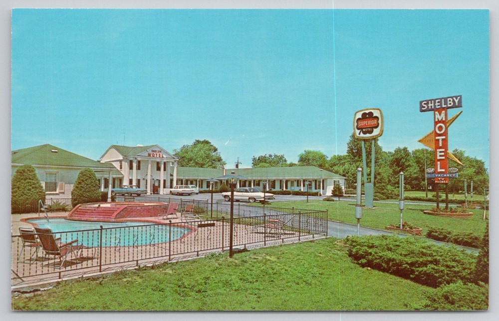 Shelby Motel Kentucky Postcard Vintage Roadside Americana AAA Pool Sign