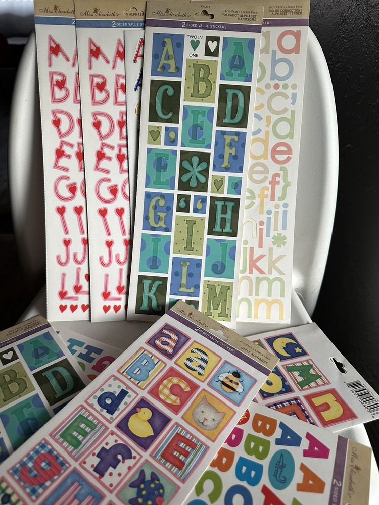 Miss Elizabeth's Alphabet Scrapbooking Stickers Lot Of 9 Sheets Acid Free-image