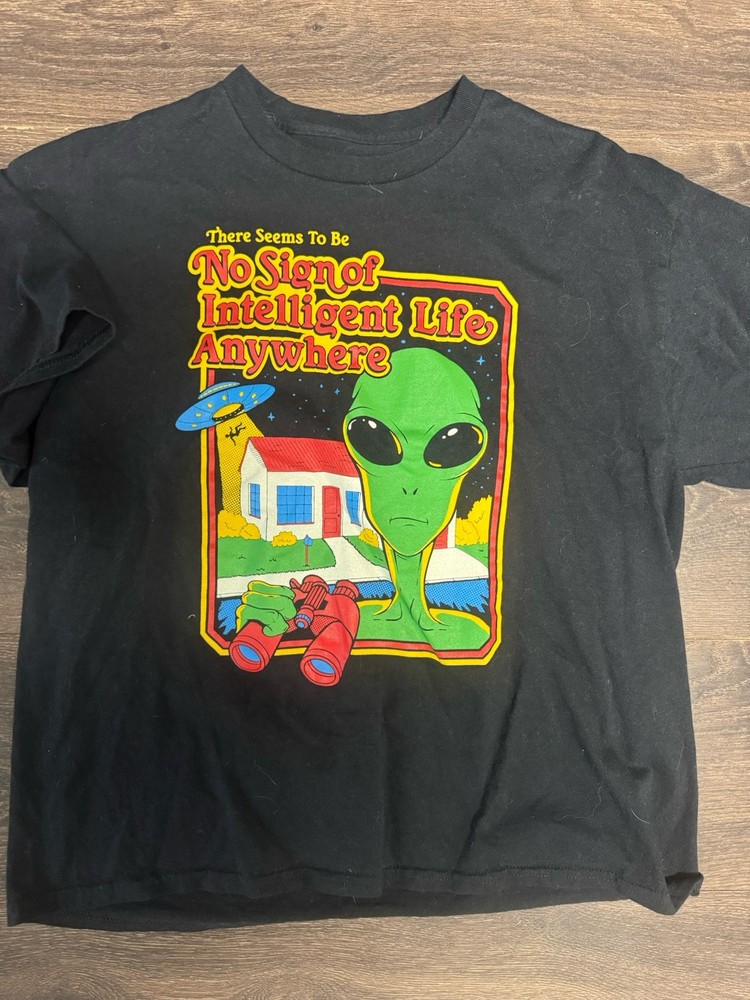 DOM Shirt Black Space Alien MENS SIZE LARGE PRE OWNED