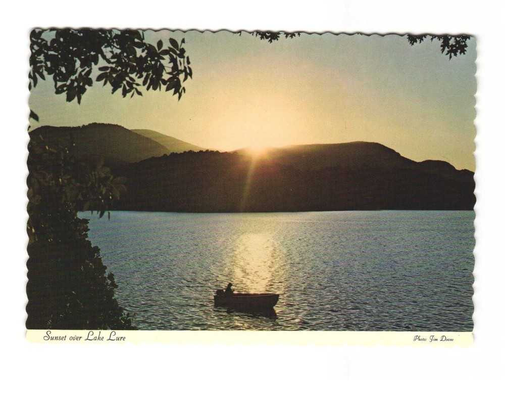 Sunset over Lake Lure vintage postcard unposted Land of the Sky North Carolina
