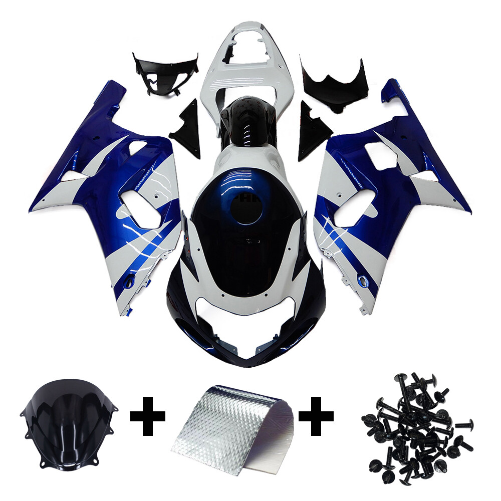 Blue White Fairing Kit for 2000-2003 Suzuki GSXR600 GSXR750 K1 Plastic Bodywork