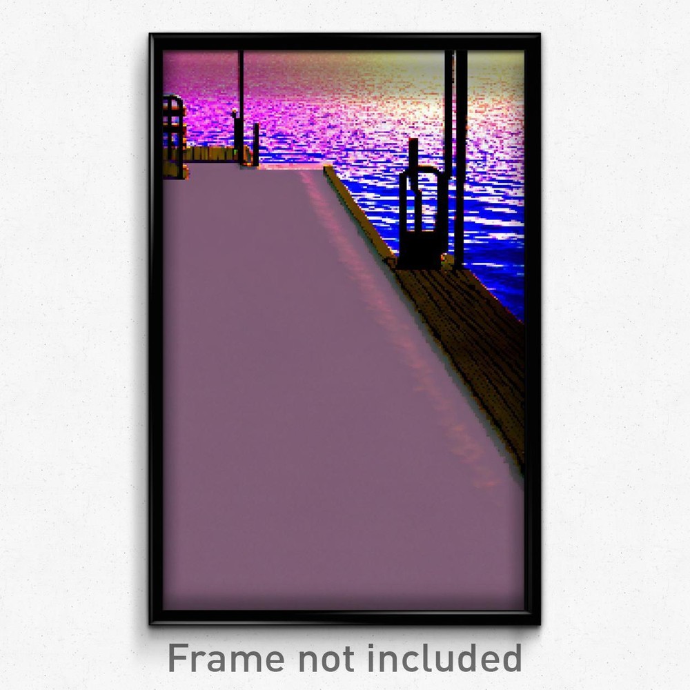 8-Bit Pixel Art Poster - Psychedelic Dock Trippy Gamer Print