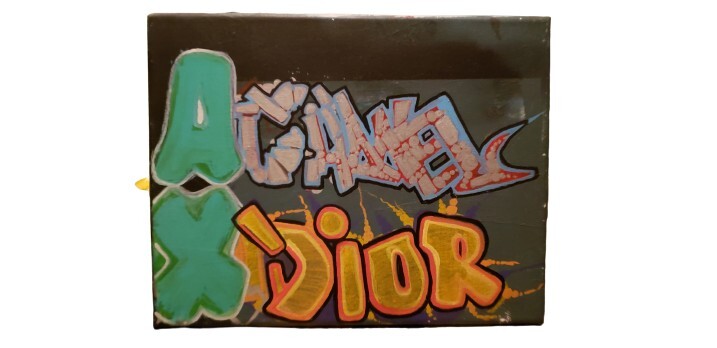 Victor Adame emrld elphnt. Acrylic paint pen, Canvas, graffiti abstract 8x10 in-image