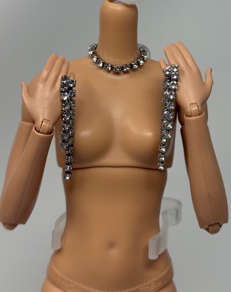 Barbie Styled By Design Doll #1 Outfit Jewelry Diamond Choker Necklace Earrings