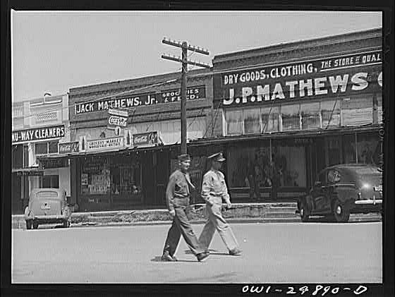 Photo:San Augustine Texas 1940s Troop Movement Main Street Soldiers Stores
