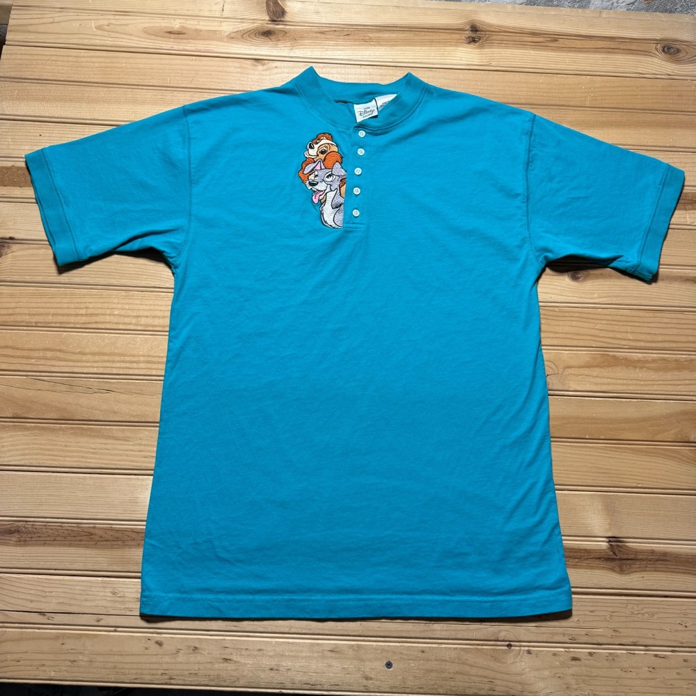 Vintage 90s The Disney Store Lady and the Tramp Embroidered Henley T-Shirt Large