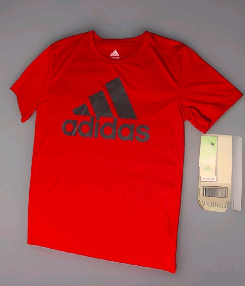 NEW Adidas Boy's Aeroready Red/Black T-Shirt Size L (14-16)