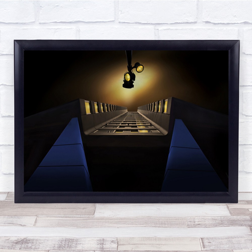 Upside Down Building Perspective Street Light Wall Art Print