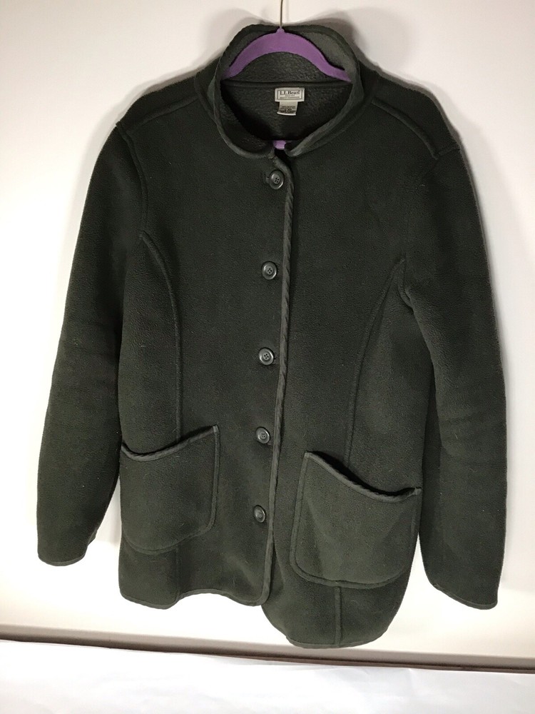 LL Bean Women’s Size Xl Fleece Button Up Jacket Green