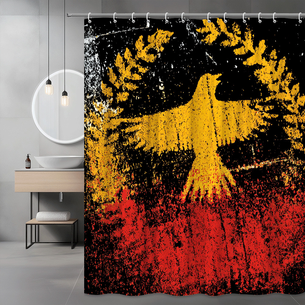 Black Yellow Red Eagle Graphic Shower Curtain