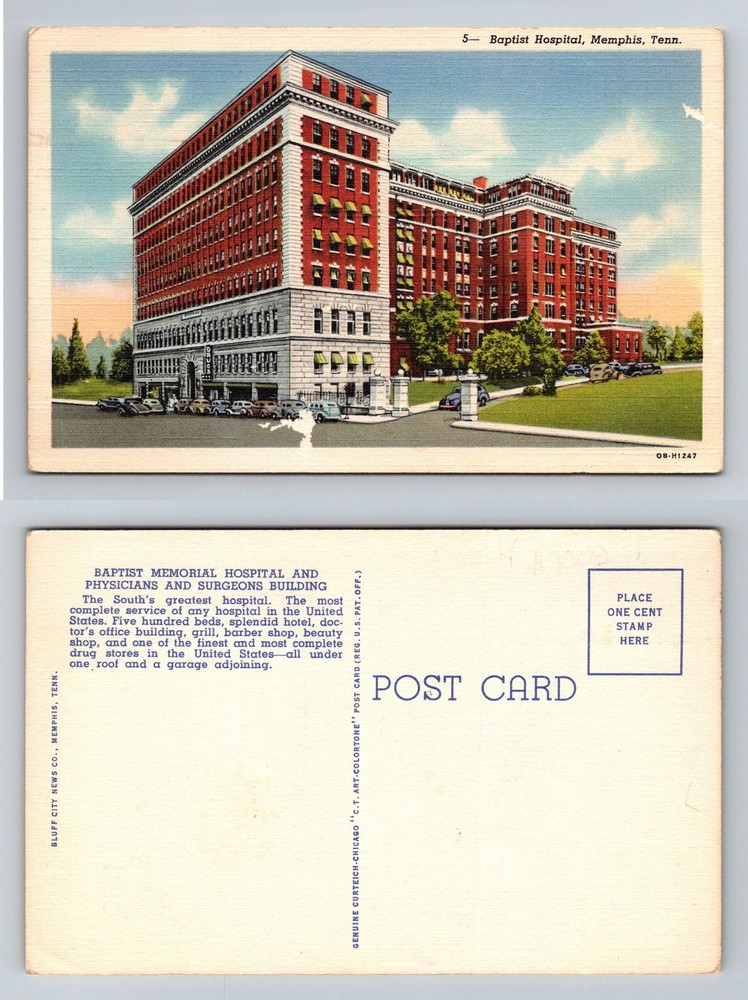 Memphis, TN-Tennessee, Baptist Memorial Hospital Physicians Vintage Postcard