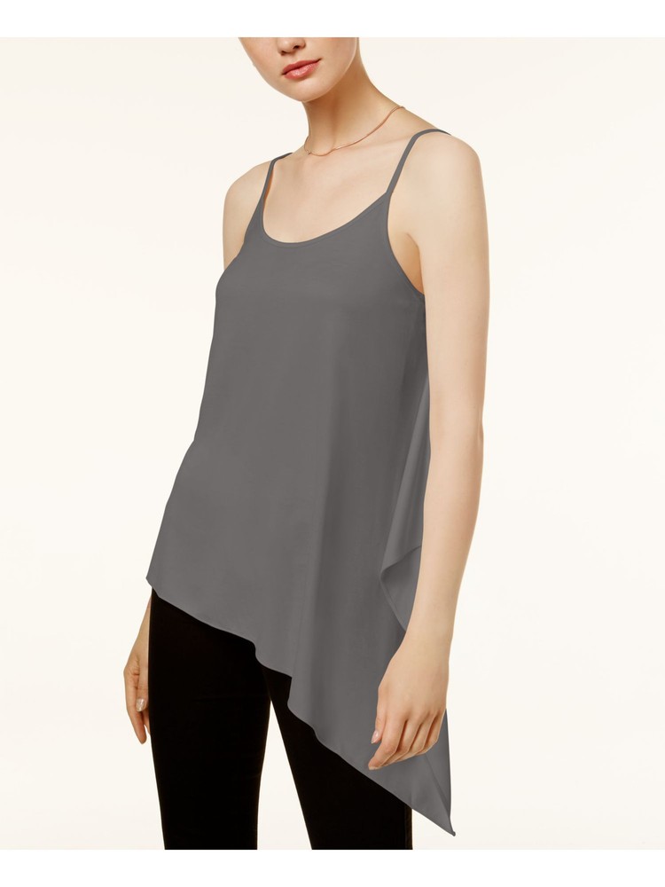 BAR III Womens Gray Scoop Neck Spaghetti Strap Tee Size S