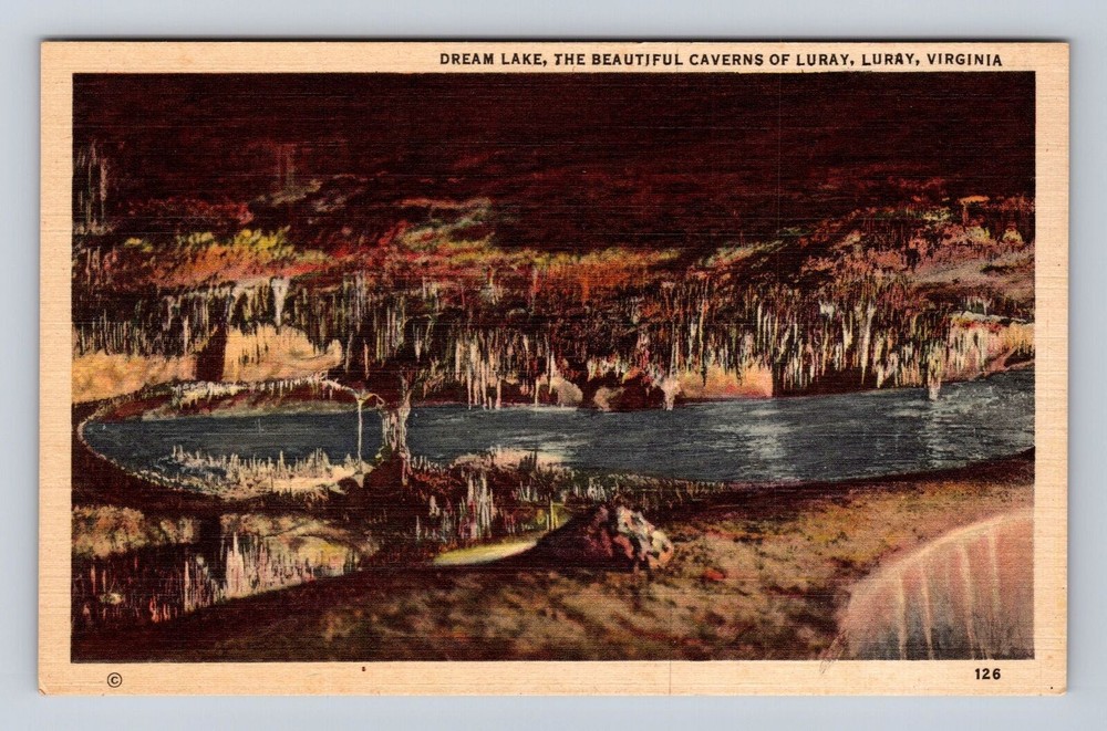 Luray VA-Virginia, Dream Lake, Caverns, Antique, Vintage Souvenir Postcard