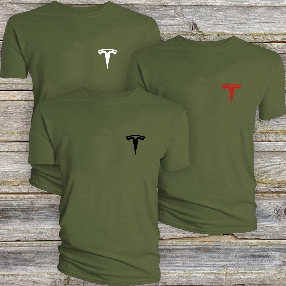 Tesla Chest T Shirt Model S 3 X Y Racing Motors Sport Logo Cybertruck FTS02