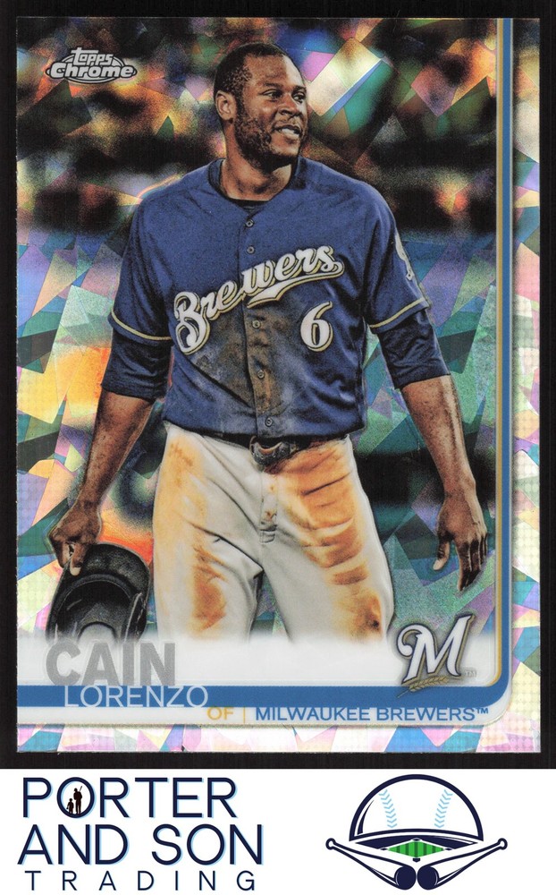 Lorenzo Cain Atomic Refractor 2019 Topps Chrome #29 Milwaukee Brewers