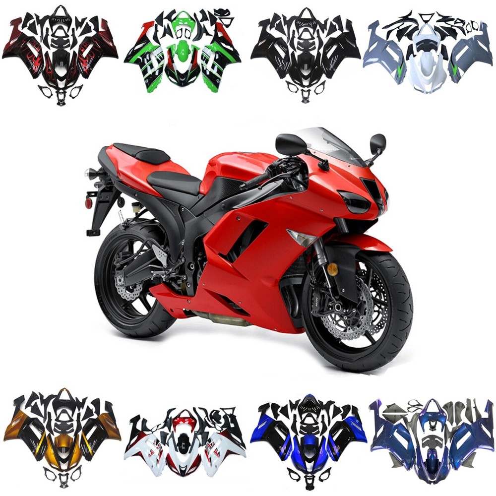 ABS Plastic Bodywork For Kawasaki Ninja ZX6R 2007 2008 Fairings Full Body Kit