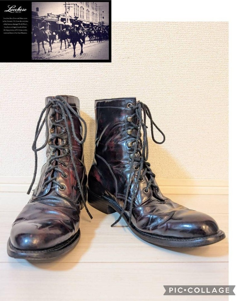 Lucchese USA Made Glass Leather Classic Lace-Up Boots Pre-Owned