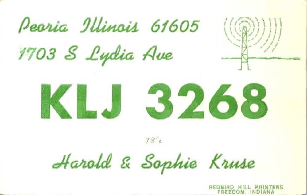 1950s H&S Kruse KLJ 3268 Peoria Illinois Vintage CB Ham Radio QSL Postcard