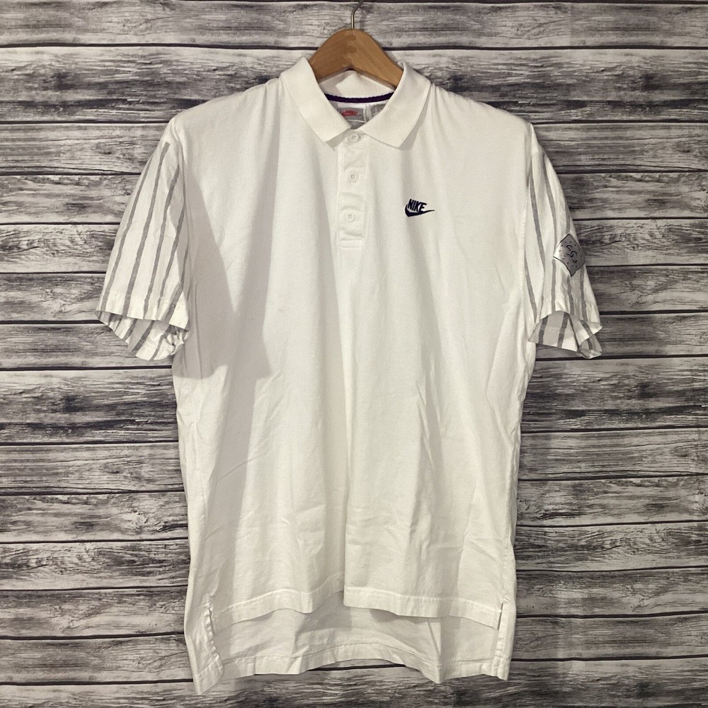 Vintage Nike Shirt Mens Large White Supreme Court Polo Gray Tag Tennis 80s