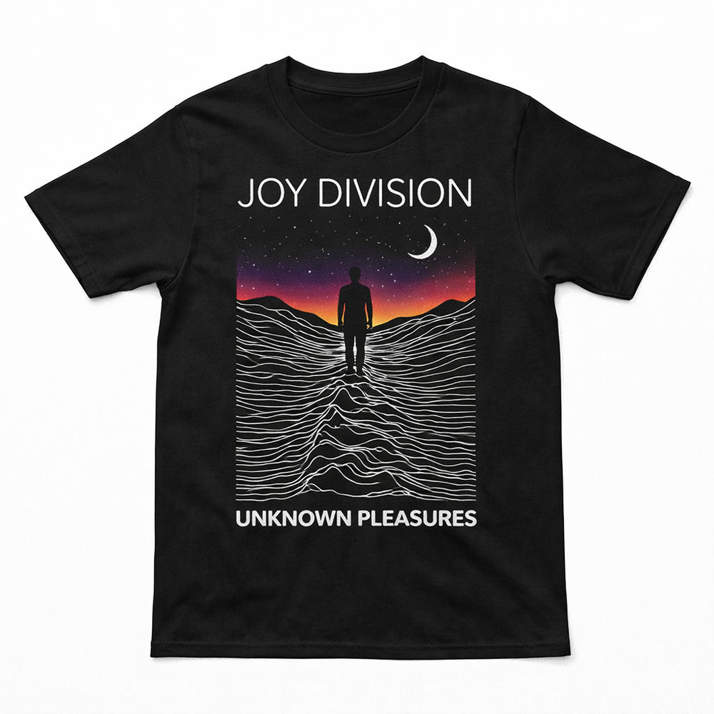 Abstract Waveform Graphic T Shirt Men Black Minimalist Line Art Tee-image