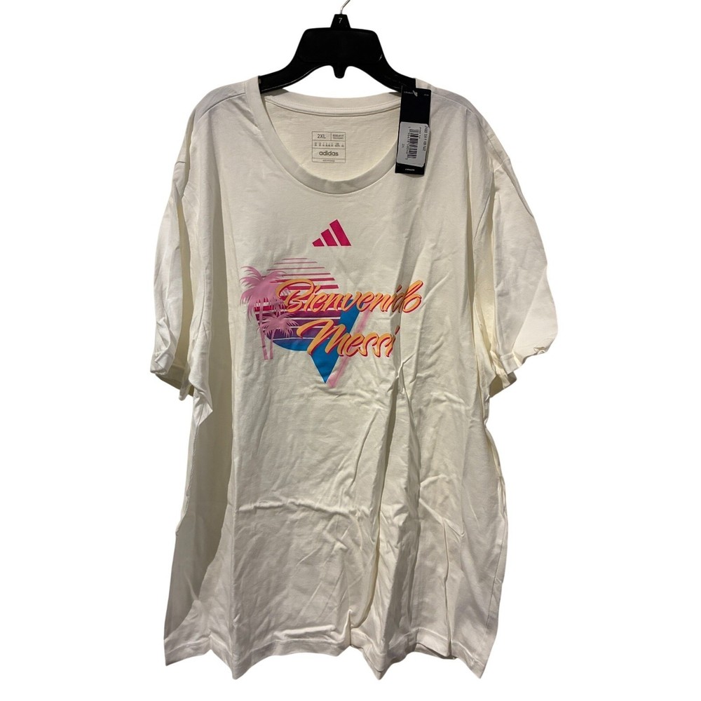 Adidas Men's 2XL White Bienvinido Messi Graphic T Shirt Short Sleeve Tee