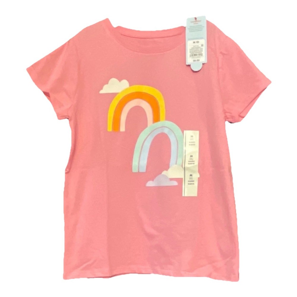 Cat & Jack Girls Pink Rainbow Graphic T Shirt White Size M(8) NEW