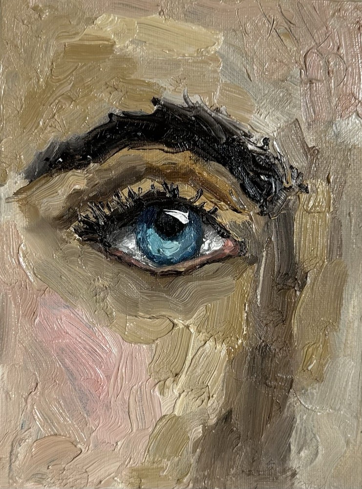 Blue Eye Original Impressionist Oil Painting Portrait Art Canvas