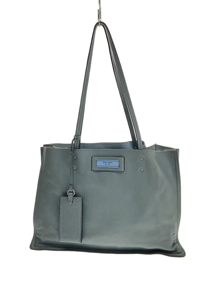 PRADA Bag Leather Blue Solid From Japan