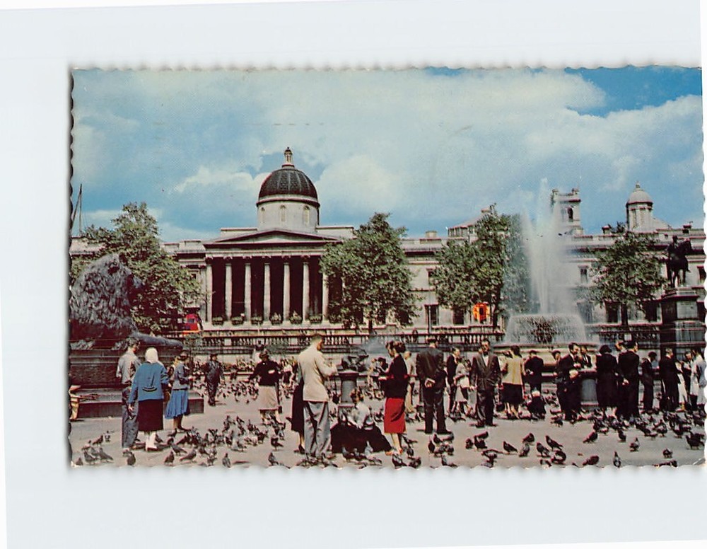 Postcard Trafalgar Square and National Gallery London England
