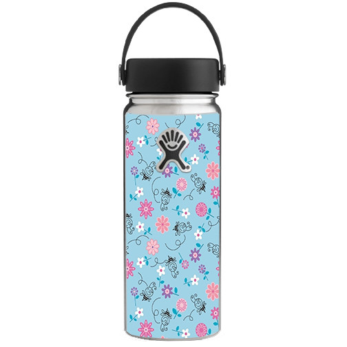 Skin Decal for Hydro Flask 18 oz Wide Mouth / Bees Flowers