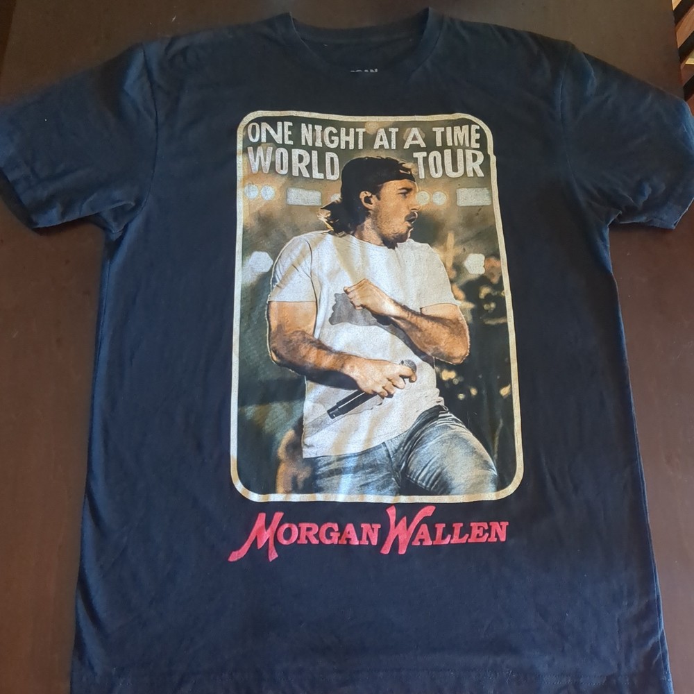 Morgan Wallen Shirt Black One Night At A Time World Tour Concert Tee Size Large