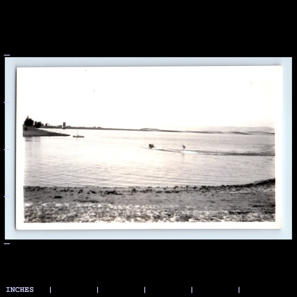 Old Vintage Photo MAN WATERSKIING ON LAKE