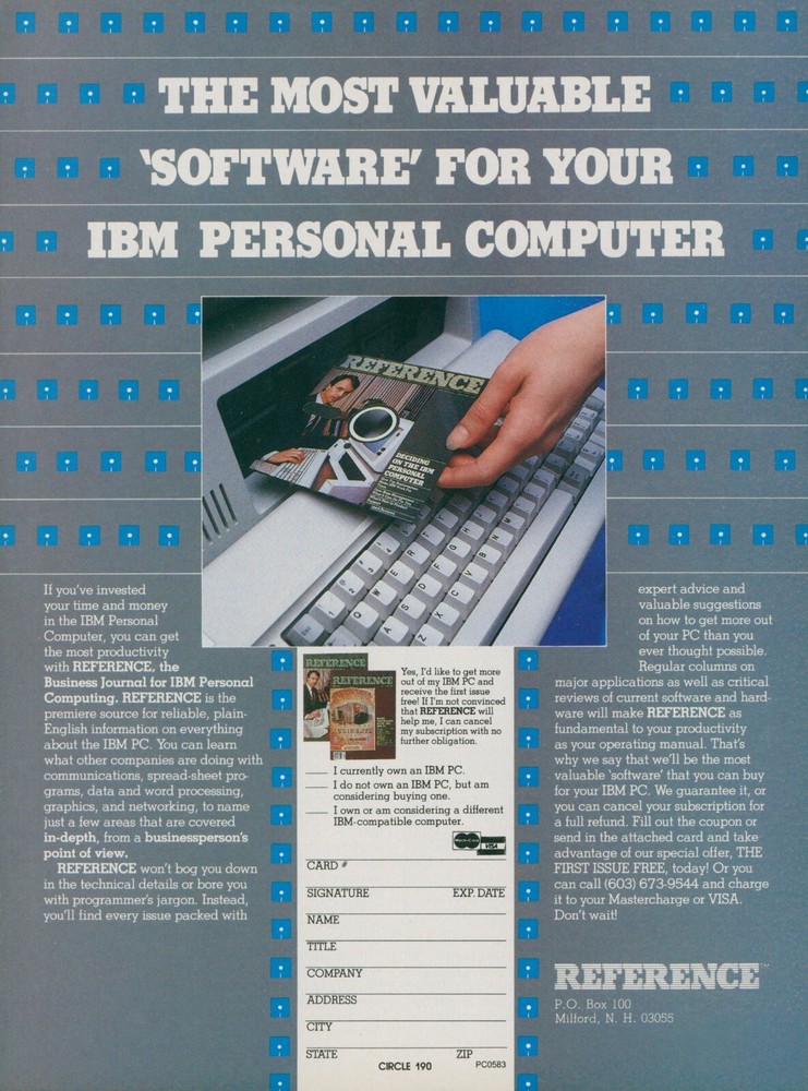1983 Reference Most Valuable Software Business Journal Computing Ad PEC1