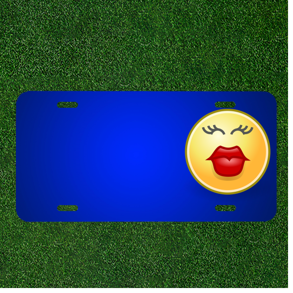 Create a Custom Yellow License Plate with Names, Kiss, Love, and Smiley Design