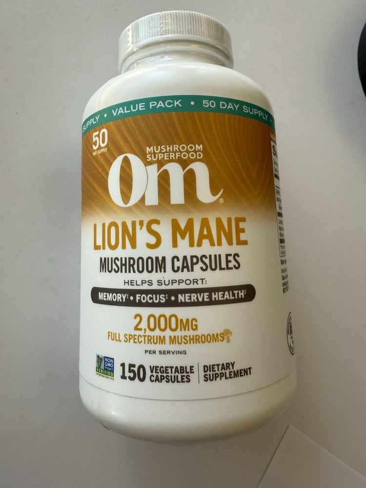 Organic Lion's Mane Mushroom Supplement 150 Capsules 2000mg Exp 2026
