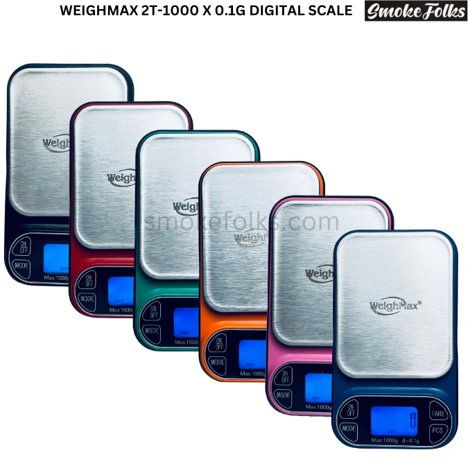 WeighMax 2T 1000g X 0.1g Digital Pocket Scale Precision, Choose Your Color
