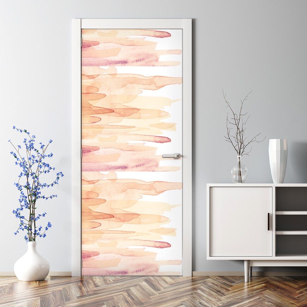 Yellow Watercolor Bubble-Free Reusable Door Decal Self-Adhesive Wallpaper  