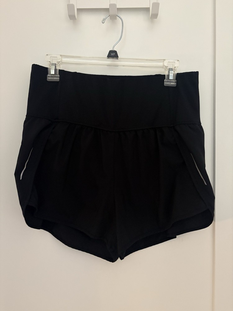 All in Motion Women's Black Solid Athletic Running Shorts Pockets Pull On