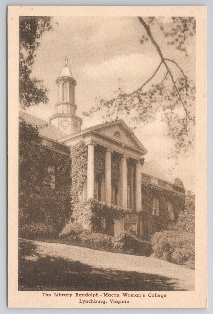 Randolph-Macon Woman's College Library Lynchburg VA Albertype Postcard