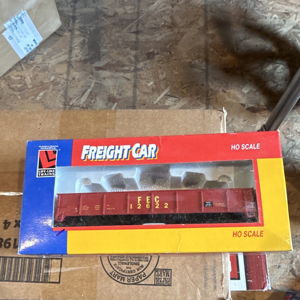 Vintage Life-Like Trains FEC HO Gondola Freight Car Red Analog Control MPN 21910
