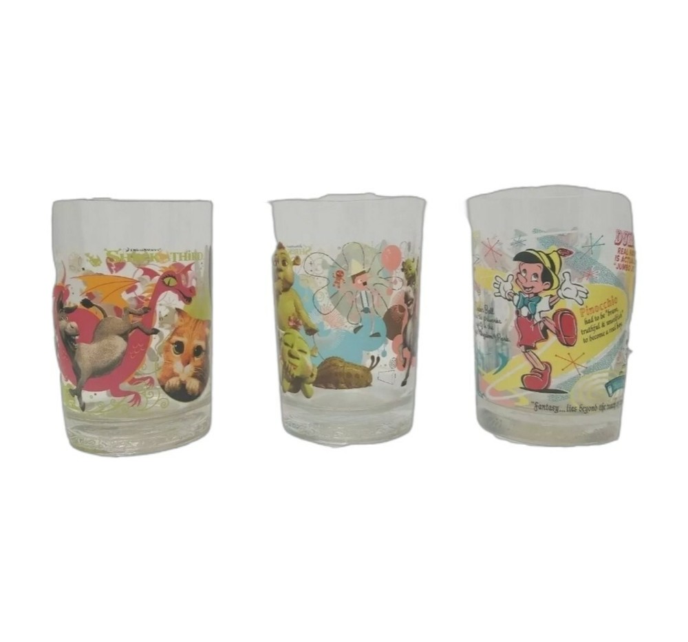 Walt Disney McDonalds Collector Round Juice Glasses Mugs Collection (3)