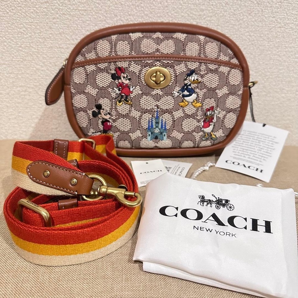 COACH Disney 50th Anniversary Mickey Minnie Embroidered 2-Way Shoulder Bag New