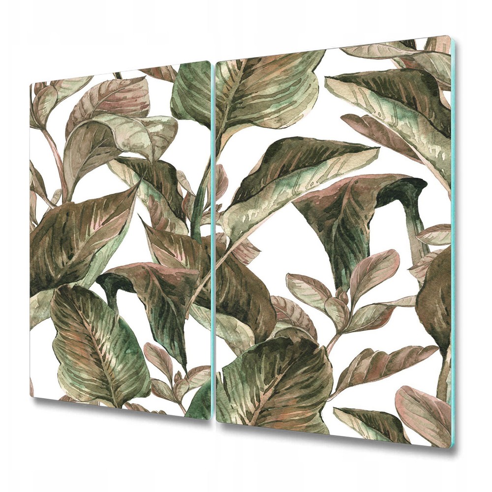 Glass Worktop Kitchen Chopping Board Vintage Leaves Tropical leaf Watercolour